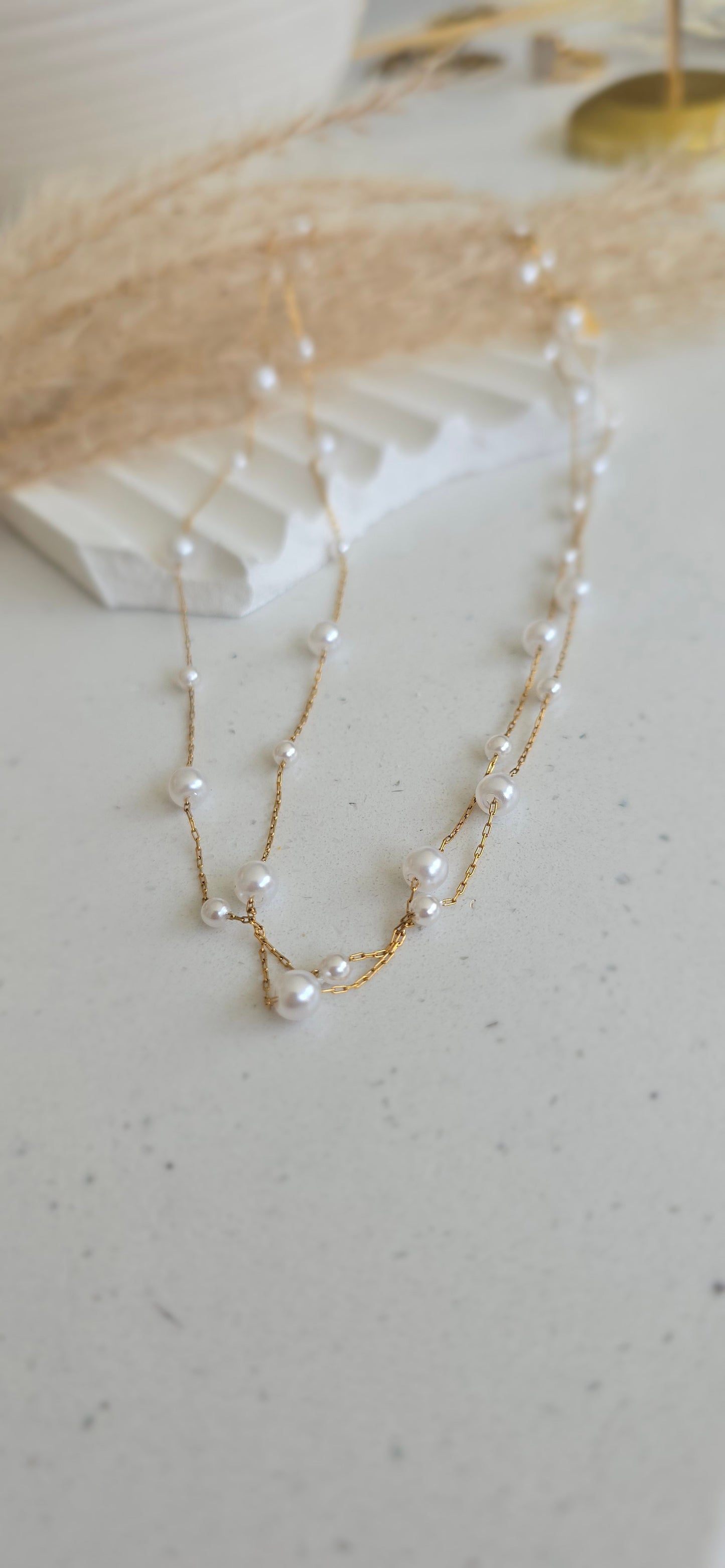 Golden Pearl Double Necklace