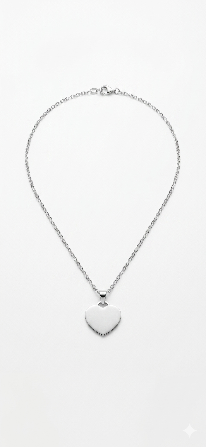 Engravable Stainless Steel Heart Pendant Necklace