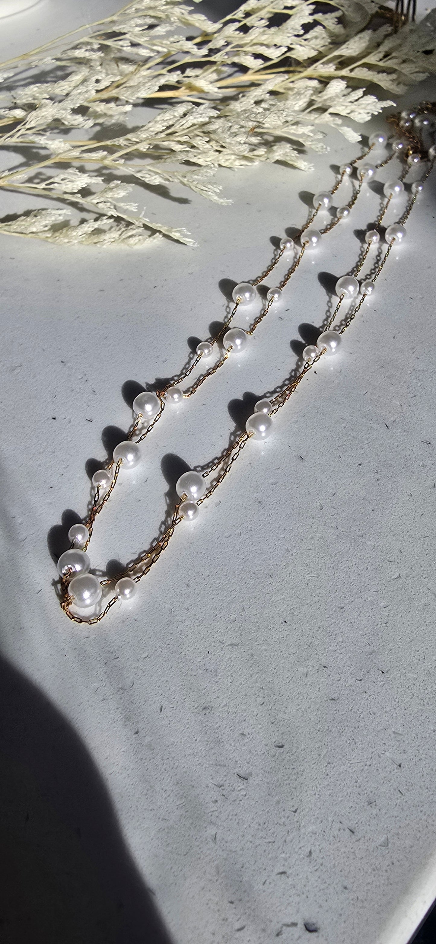 Golden Pearl Double Necklace