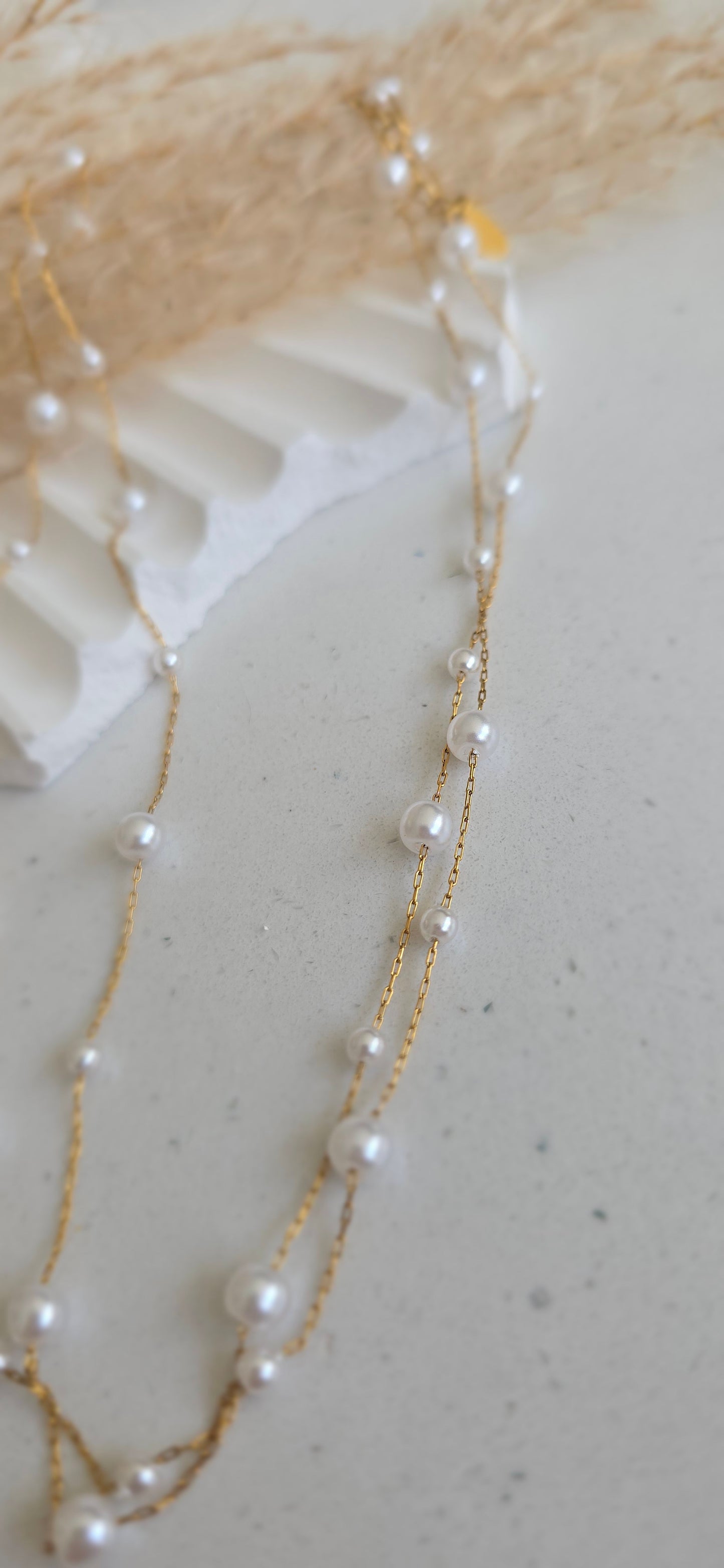 Golden Pearl Double Necklace