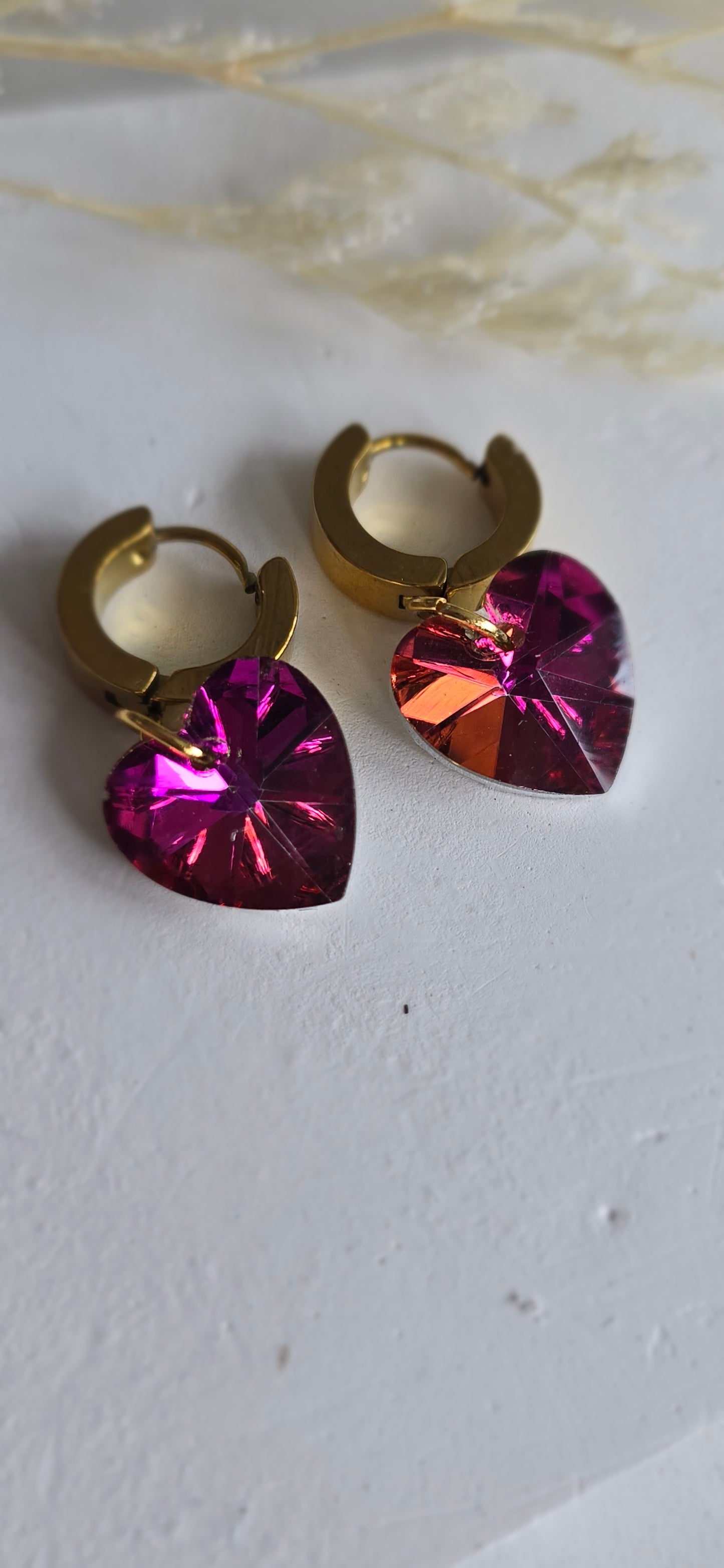 Crystal Heart Hoops