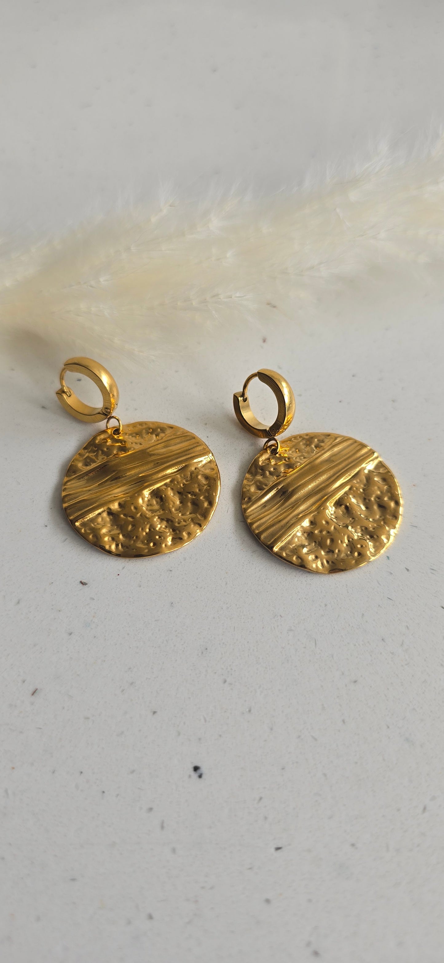 Textured Gold Medallion Earrings