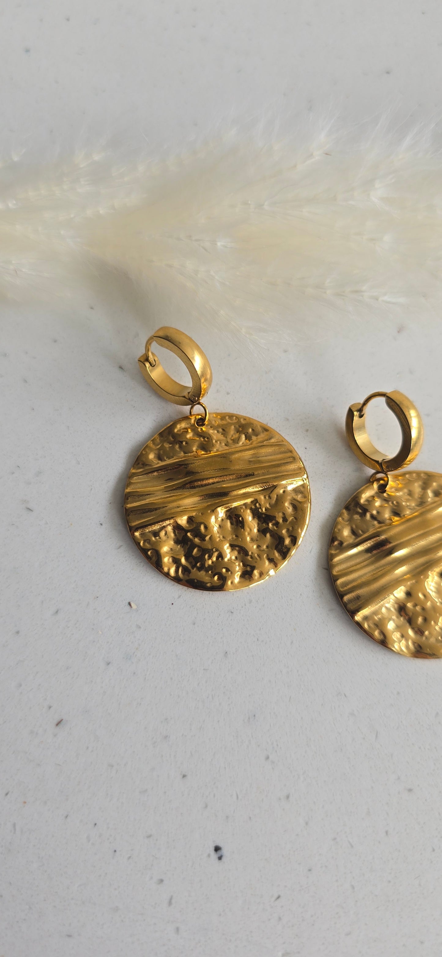 Textured Gold Medallion Earrings