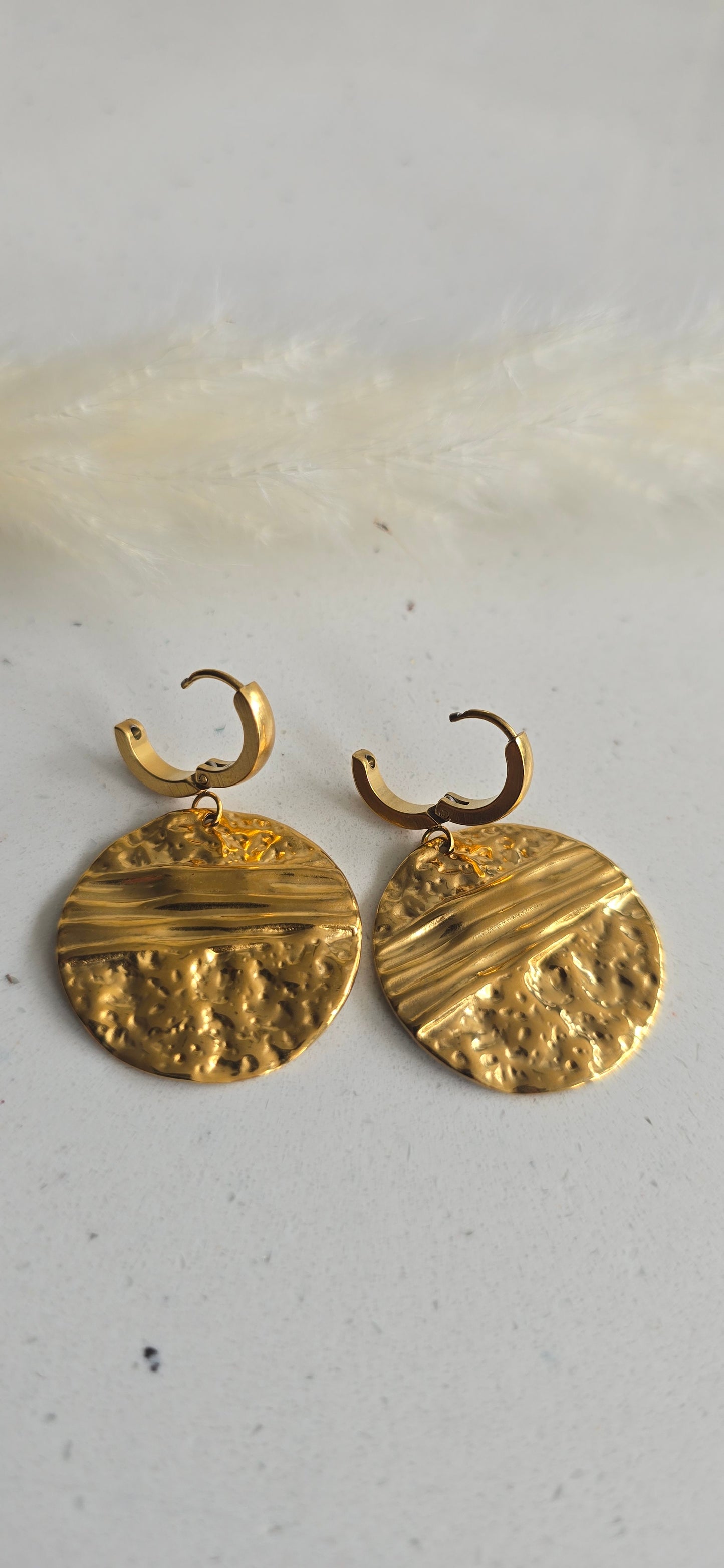 Textured Gold Medallion Earrings