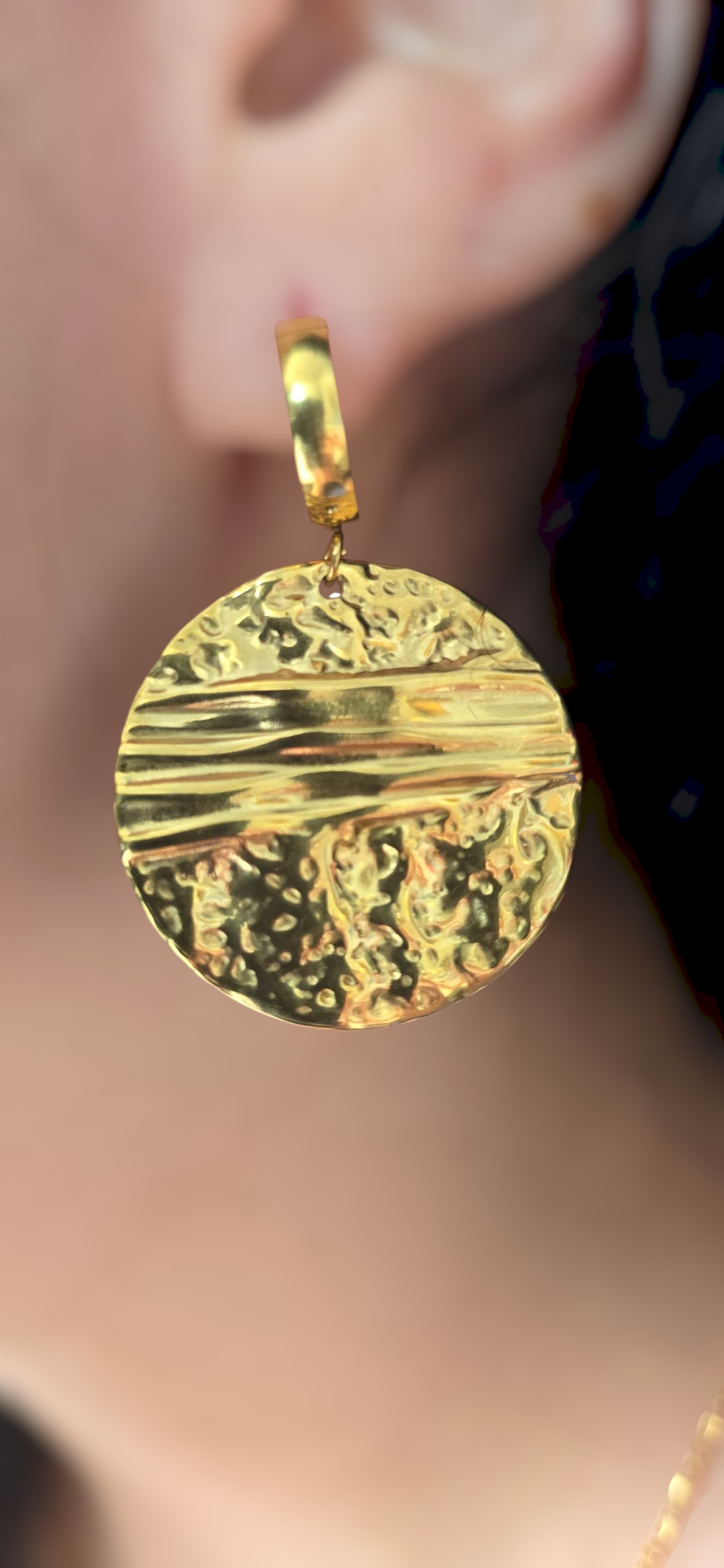 Textured Gold Medallion Earrings