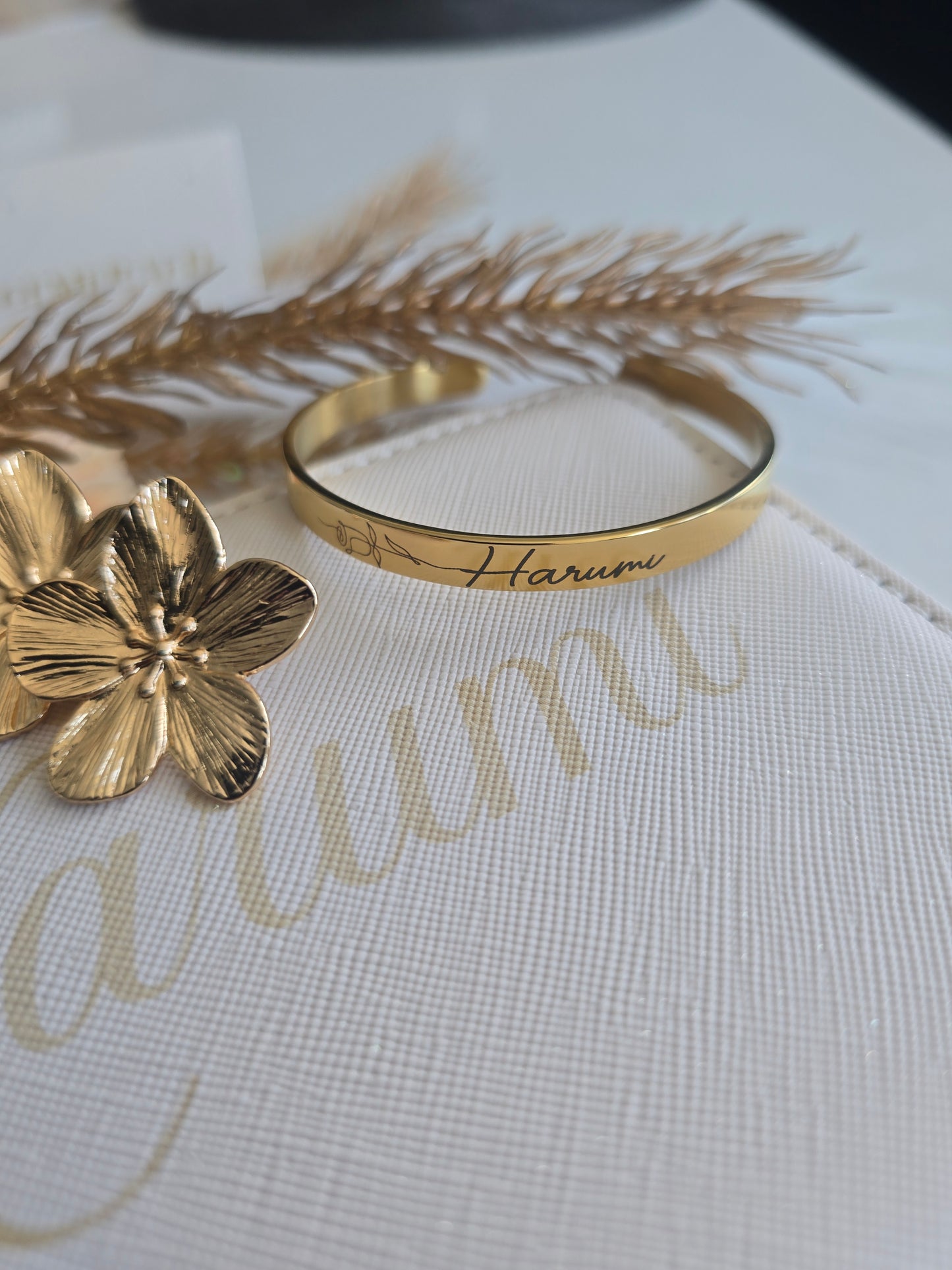 Engraved Gold Cuff Bracelet