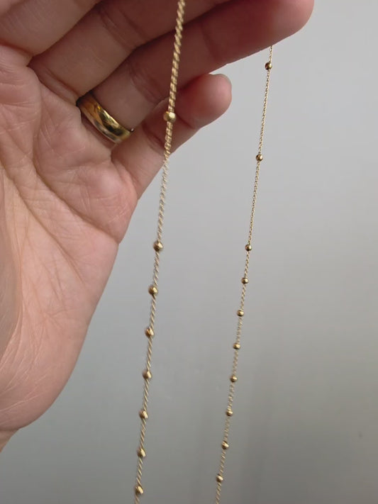 18K Solid Gold Rosary Necklace