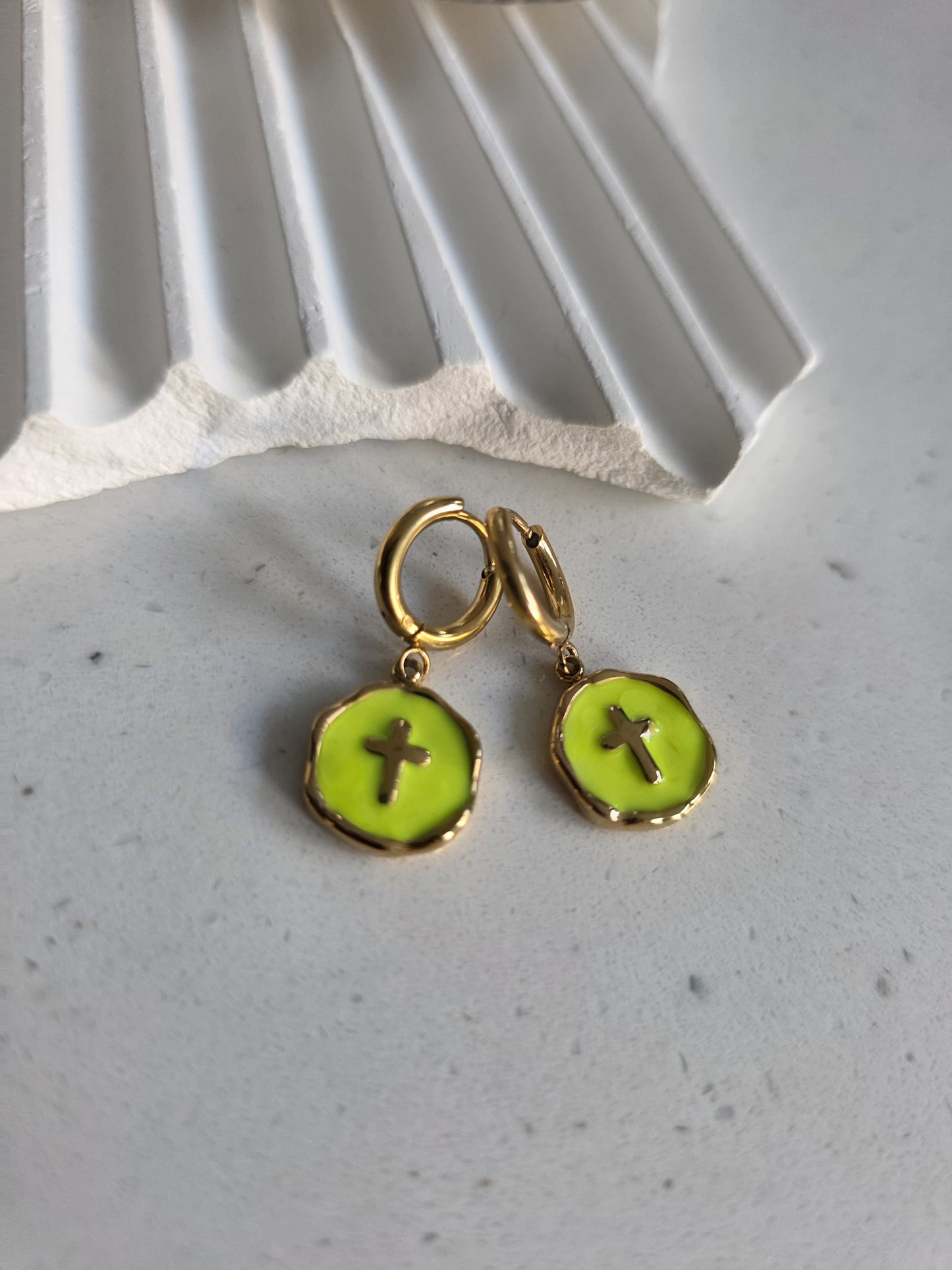 Lime Cross Earrings