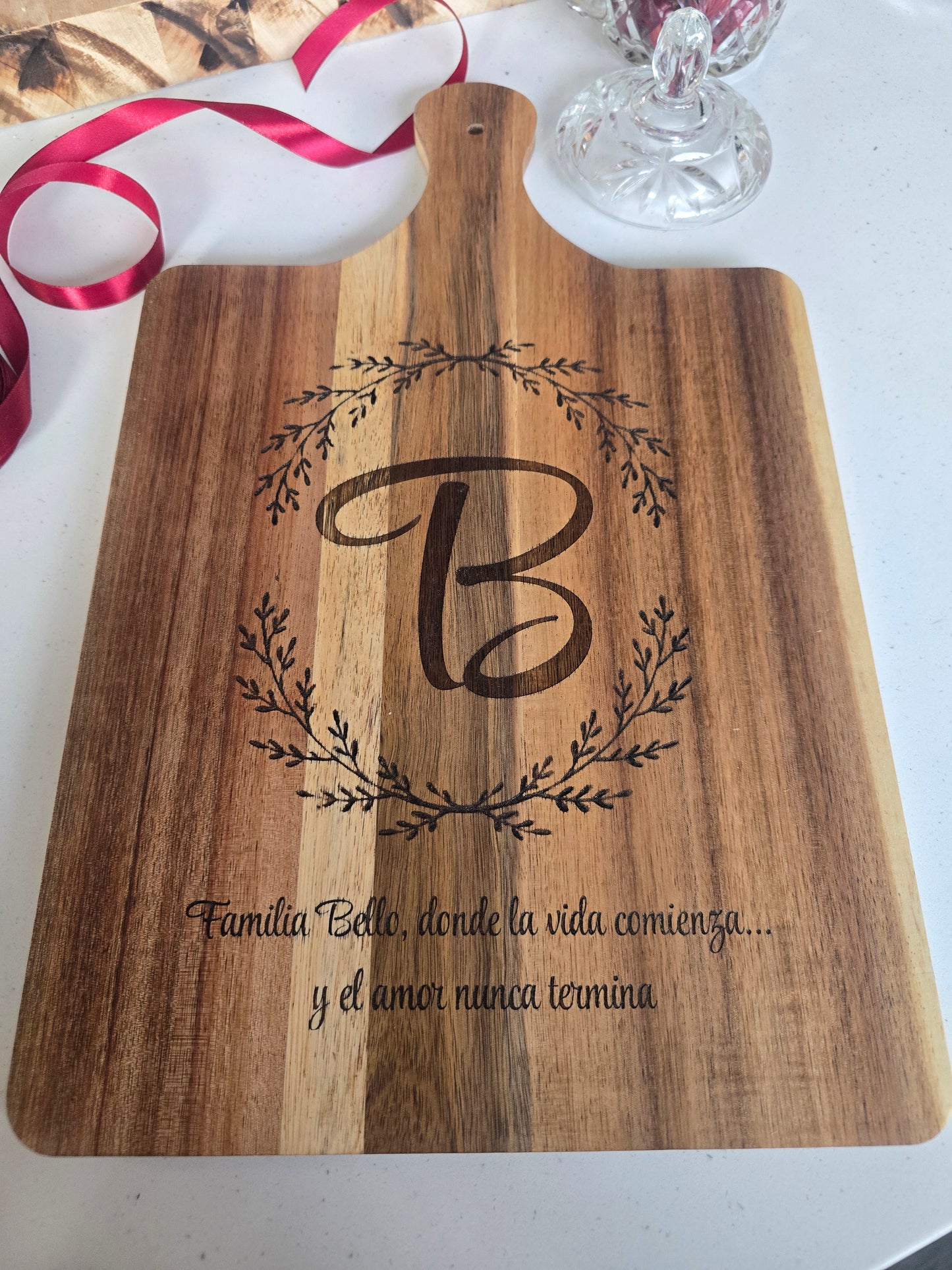 Personalized Laser Engraved Acacia Wood Cutting Board