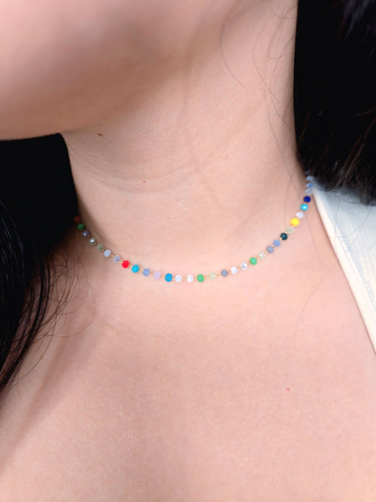 Color Bead Choker Necklace
