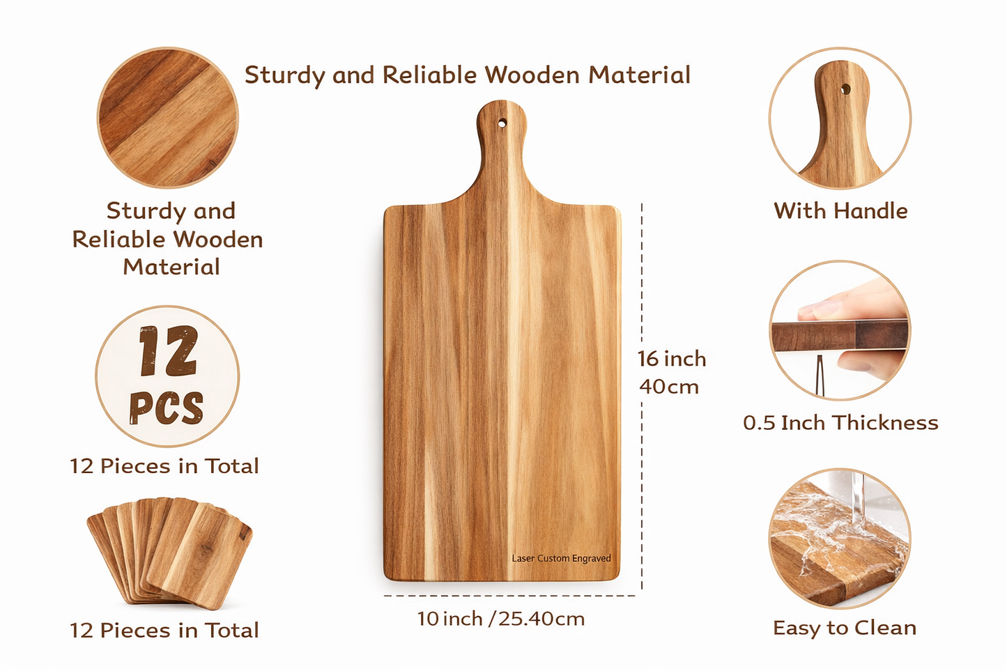 Personalized Laser Engraved Acacia Wood Cutting Board