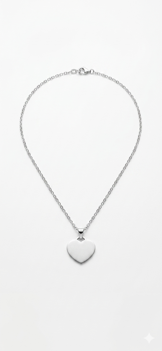Engravable Stainless Steel Heart Pendant Necklace